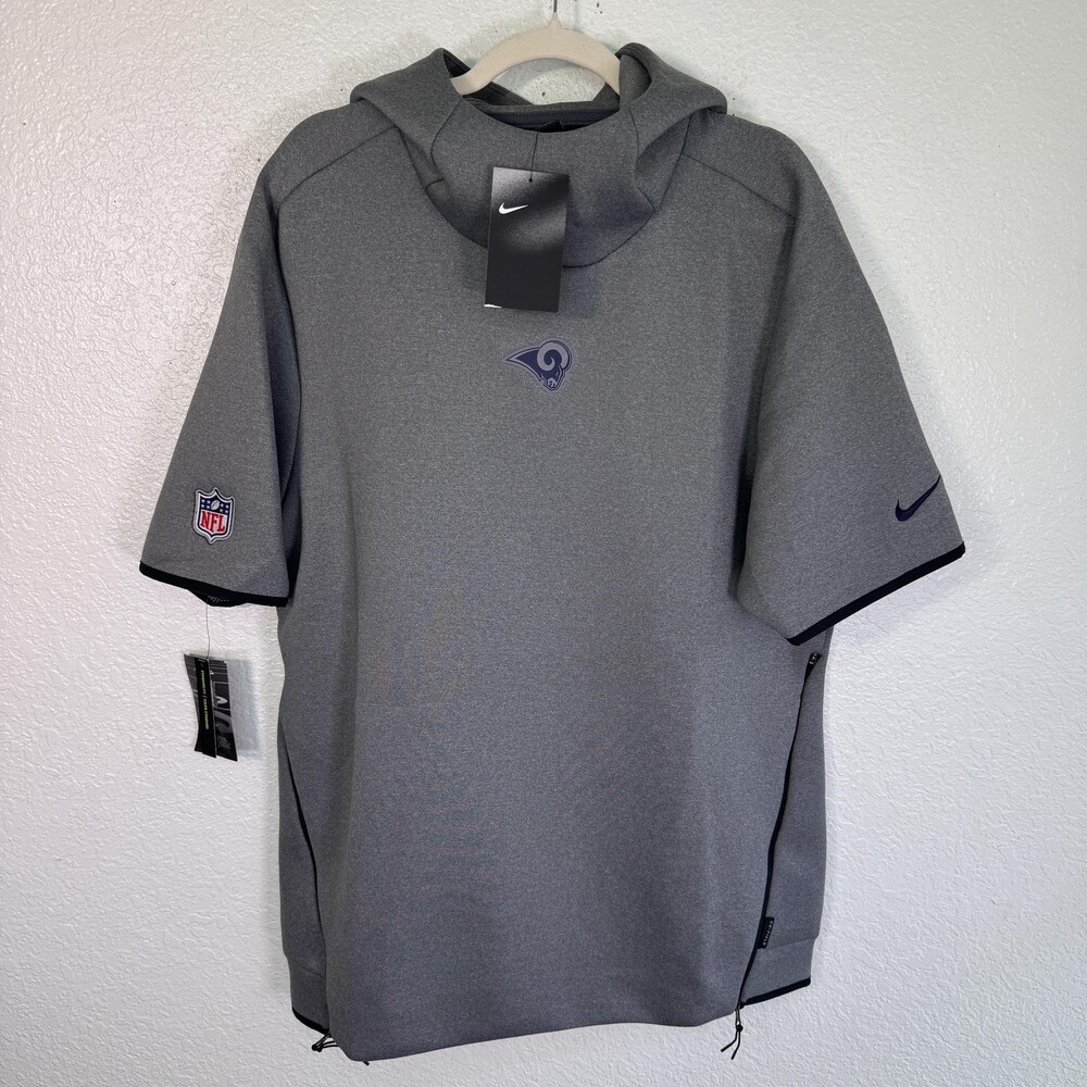 Nike Los Angeles Rams Hoodie Mens Large NFL Football Short Sleeve Sideline NEW